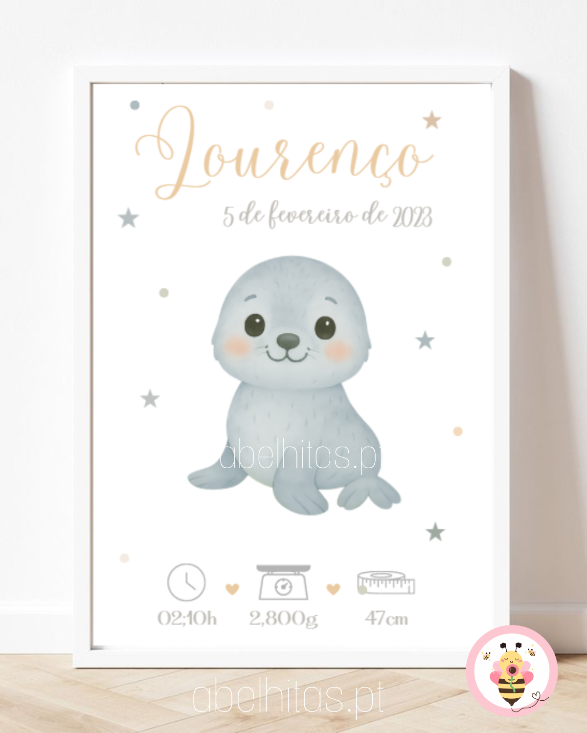 Quadro Nascimento Bebé personalizado