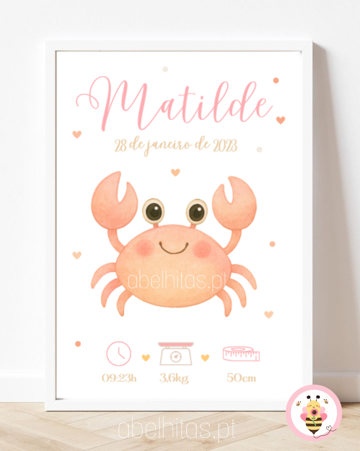 Quadro Nascimento Bebé personalizado