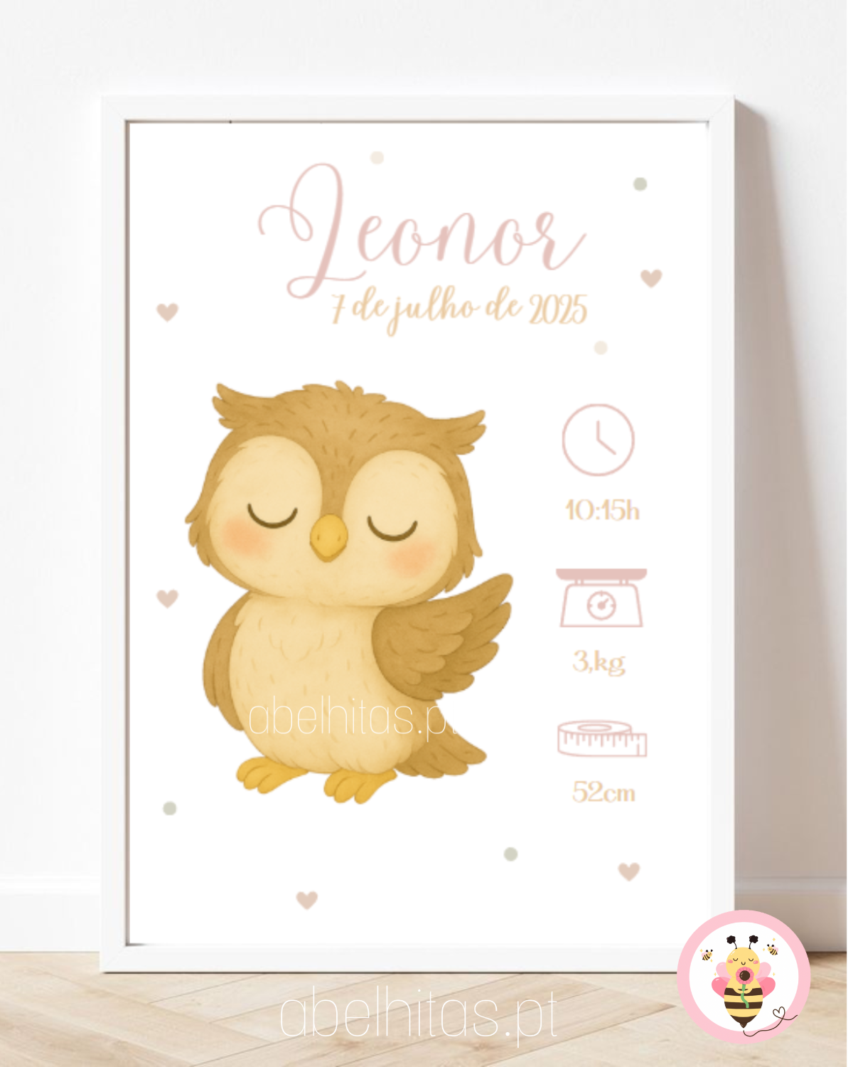 Quadro Nascimento Bebé personalizado