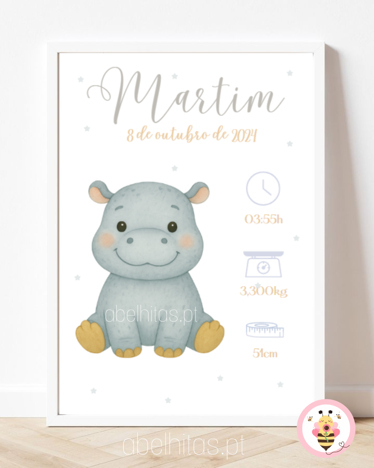 Quadro Nascimento Bebé personalizado