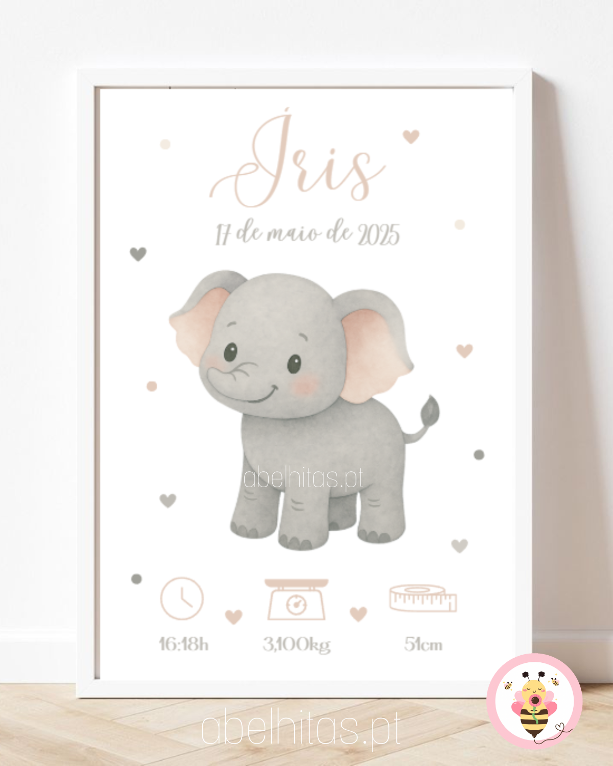 Quadro Nascimento Bebé personalizado