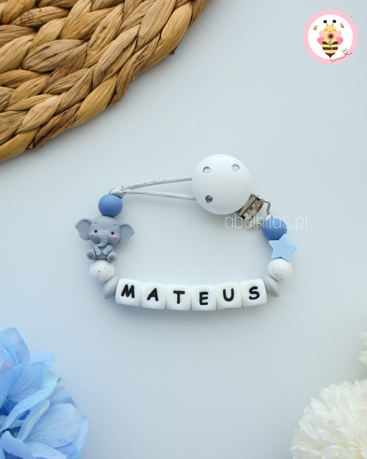 Prendedor de chupeta - Elefante