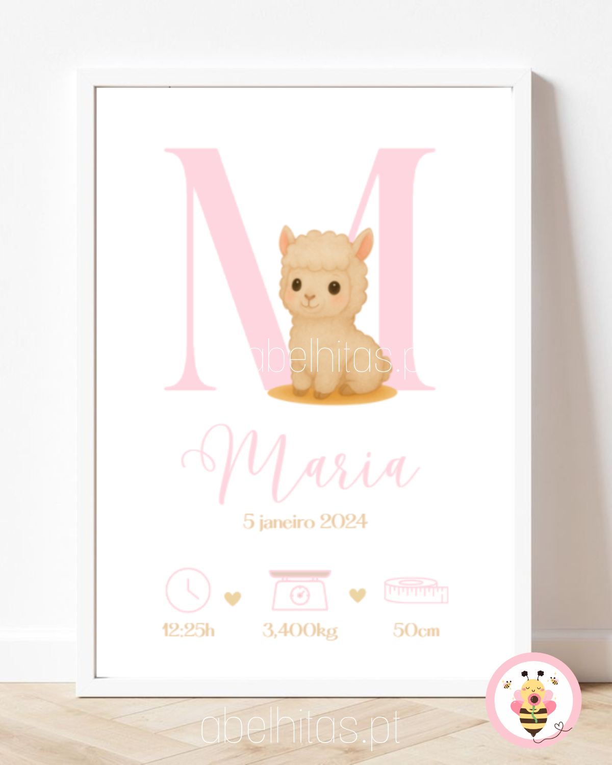 Quadro Nascimento Bebé personalizado - Inicial