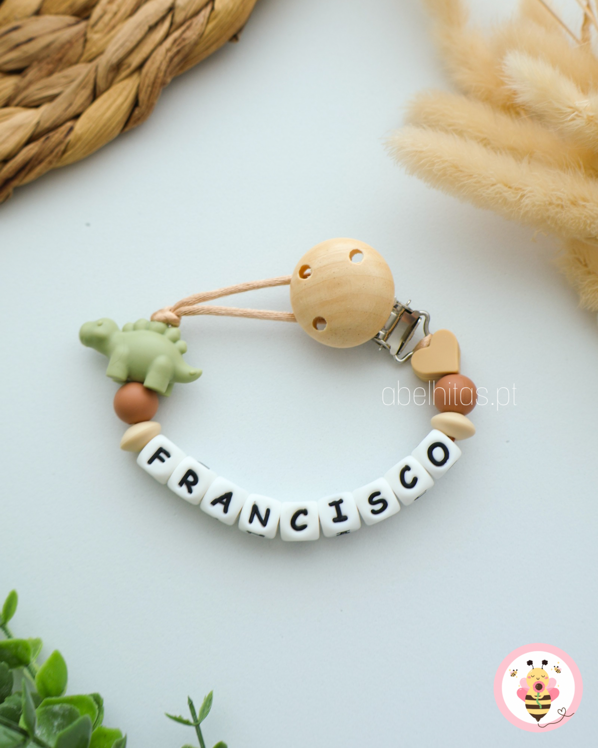 Pacifier clip - Green dinosaur