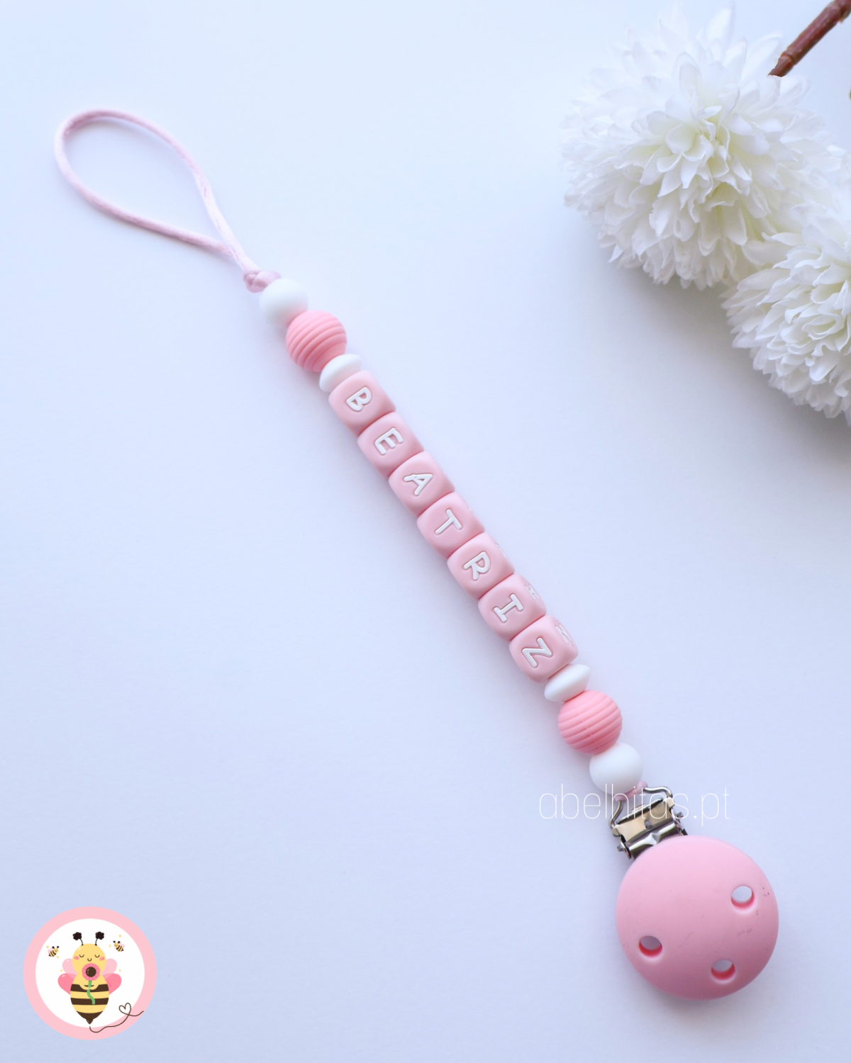 Prendedor de chupeta com nome - Simples