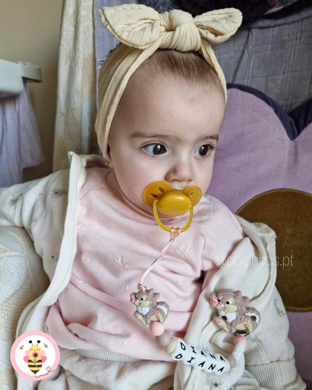 Pacifier clip with name - Miss Thumper