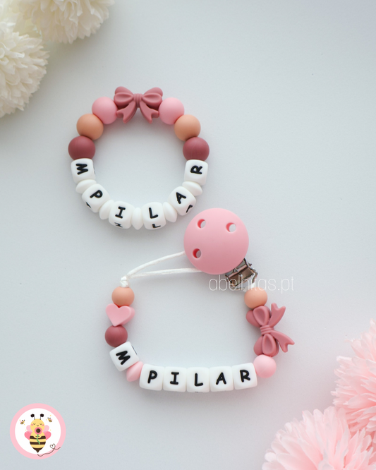 Conjunto Laço rosa escuro