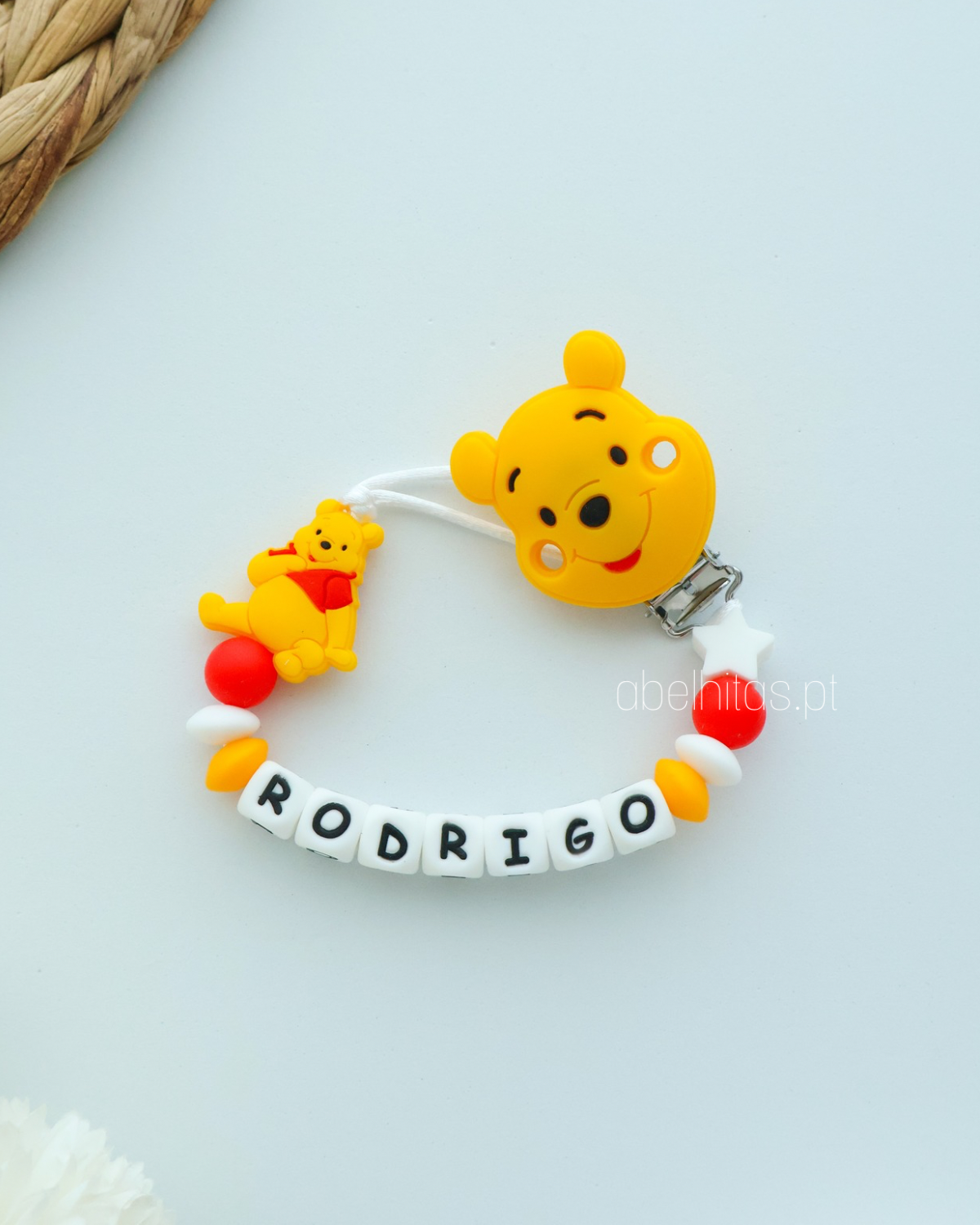Pacifier clip with name - Winnie the Pooh