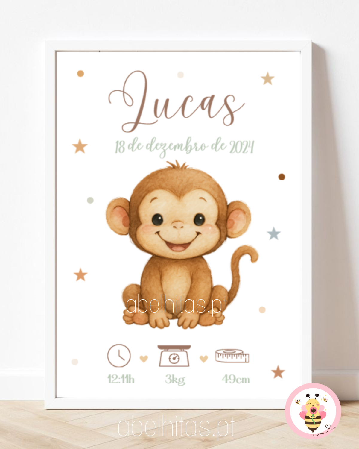 Quadro Nascimento Bebé personalizado