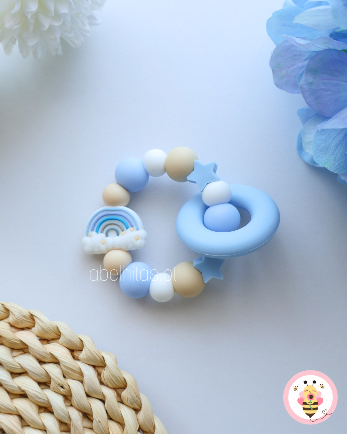 Mordedor Arco-íris azul