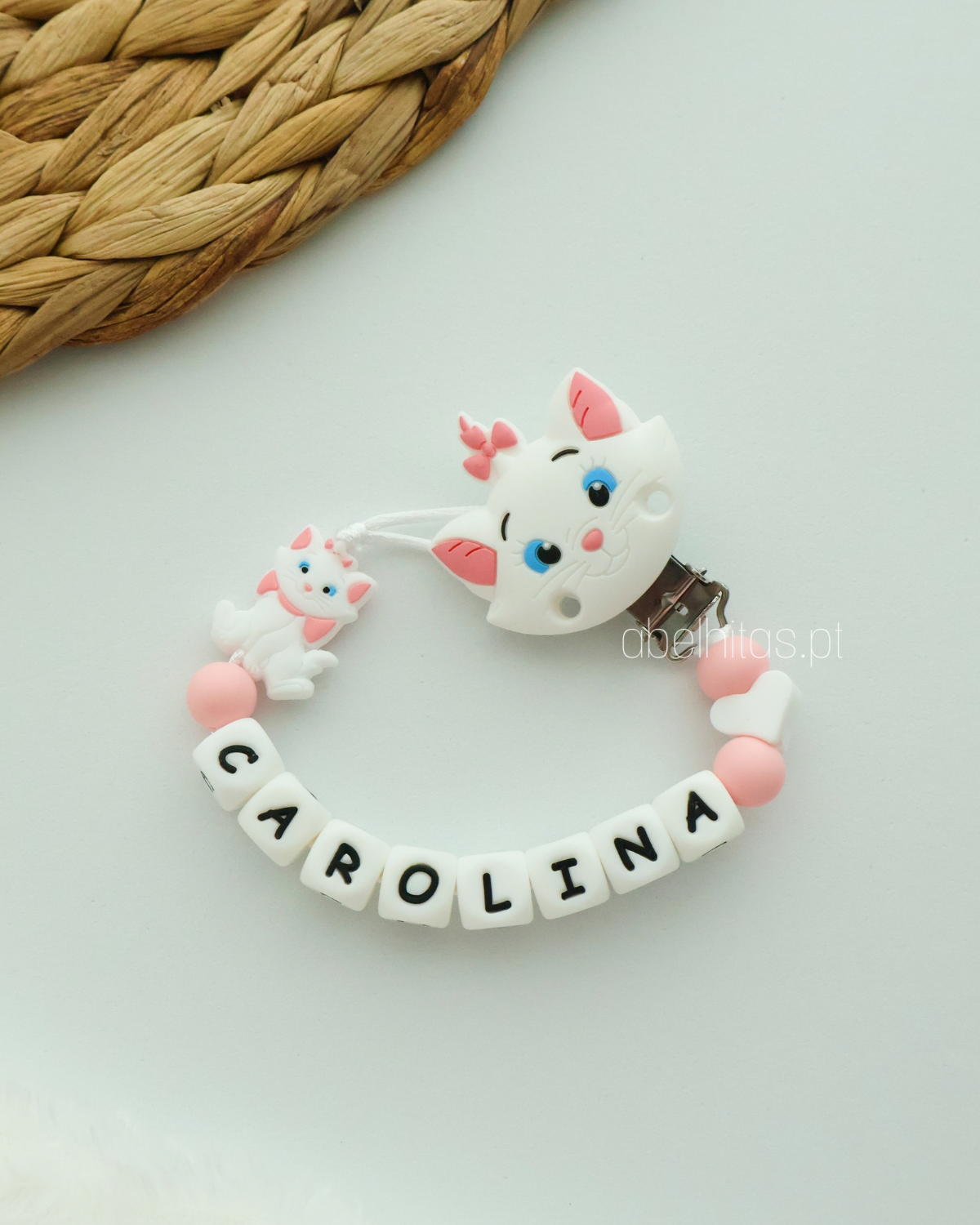 Pacifier clip with name - Gata Marie