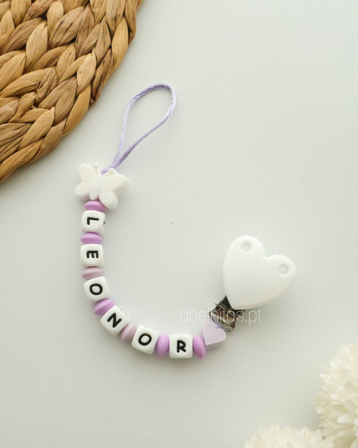 Pacifier clip with name - Butterfly