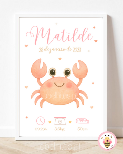 Quadro Nascimento Bebé personalizado