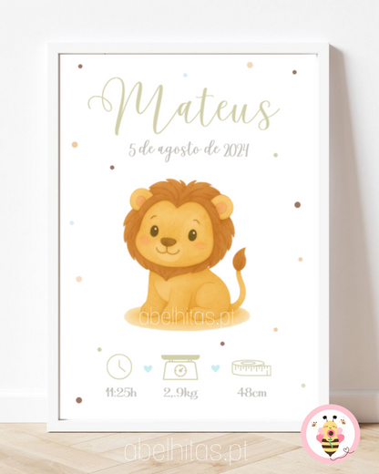 Quadro Nascimento Bebé personalizado