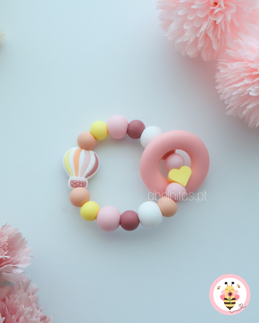 Mordedor de silicone - Balão ar quente rosa