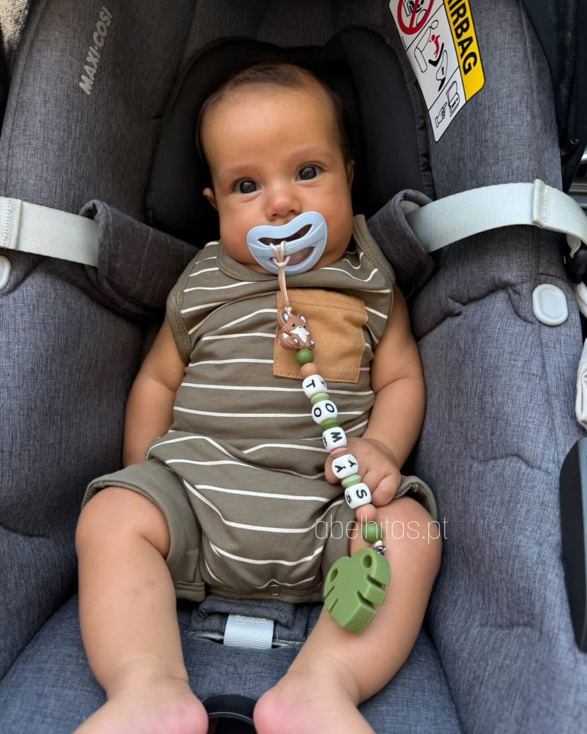 Prendedor de chupeta com nome - Raposa