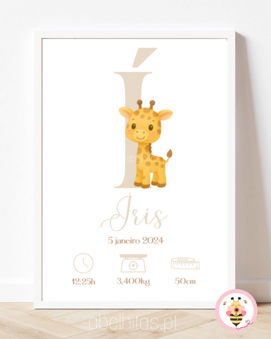 Quadro Nascimento Bebé personalizado - Inicial