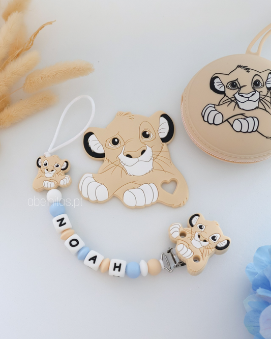 Conjunto Simba bege e azul