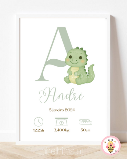Quadro Nascimento Bebé personalizado - Inicial