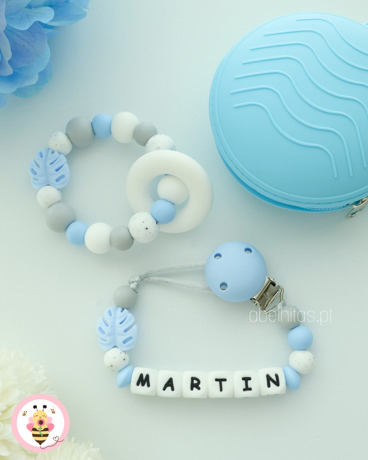 Conjunto Folha Monstera azul