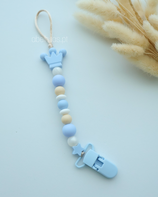 Prendedor de chupeta sem nome - Coroa azul