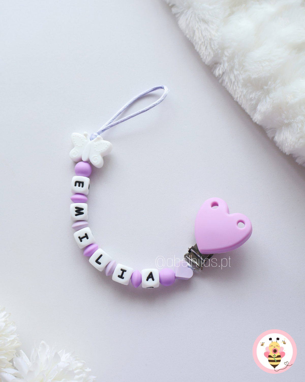Pacifier clip with name - Butterfly