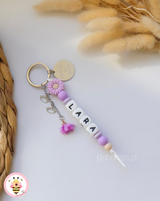 Porta-chaves Flor lilás (Melhor tia do Mundo)