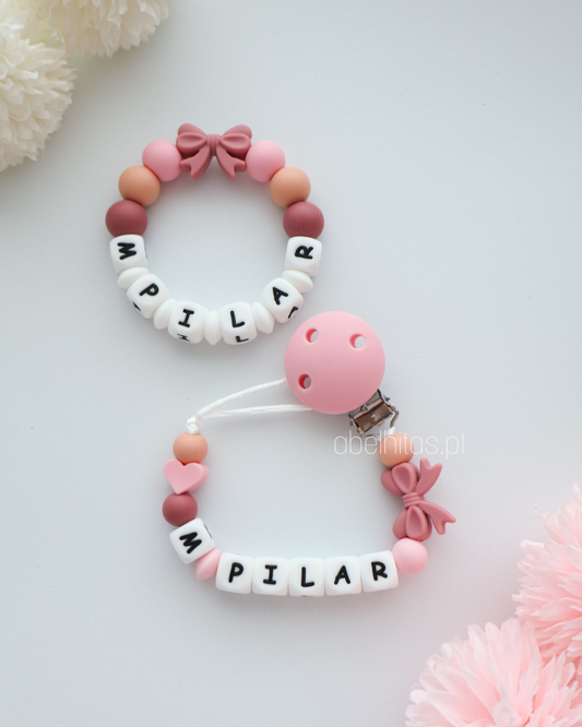 Conjunto Laço rosa escuro