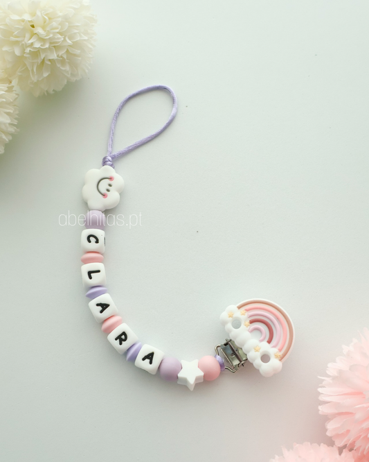 Prendedor de chupeta com nome - Nuvem
