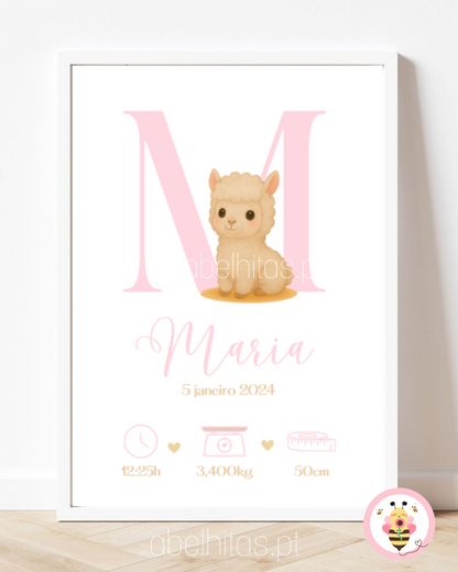Quadro Nascimento Bebé personalizado - Inicial