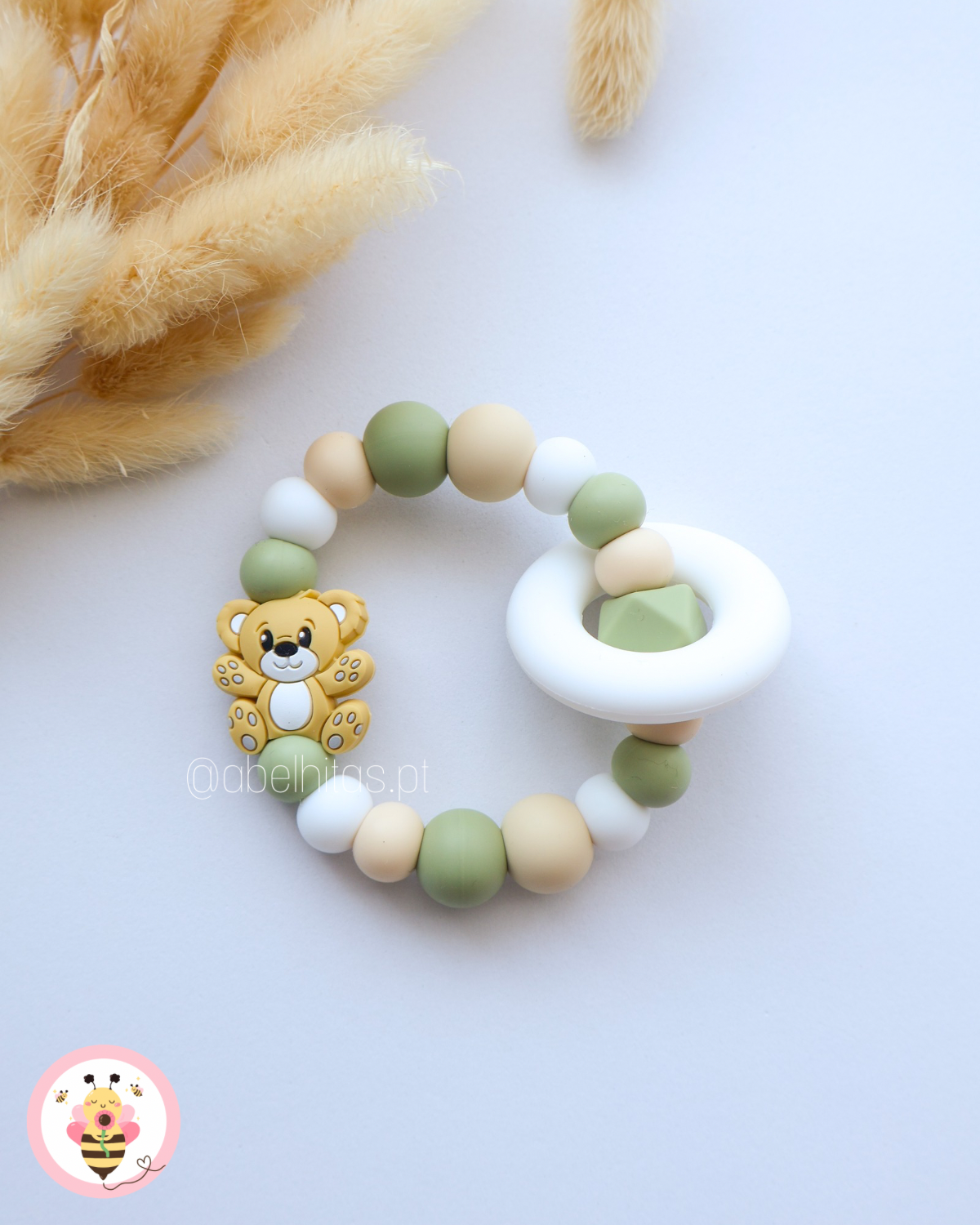 Conjunto Urso bege e verde
