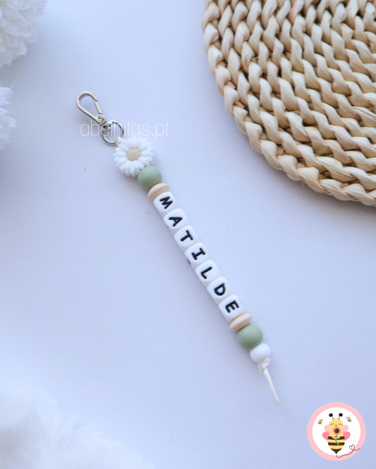 Identificador de mochila - Flor branca