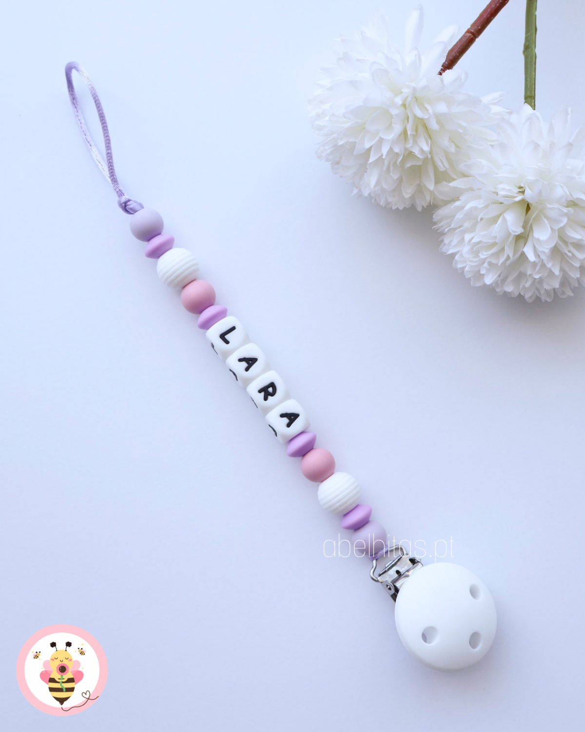 Prendedor de chupeta com nome - Simples