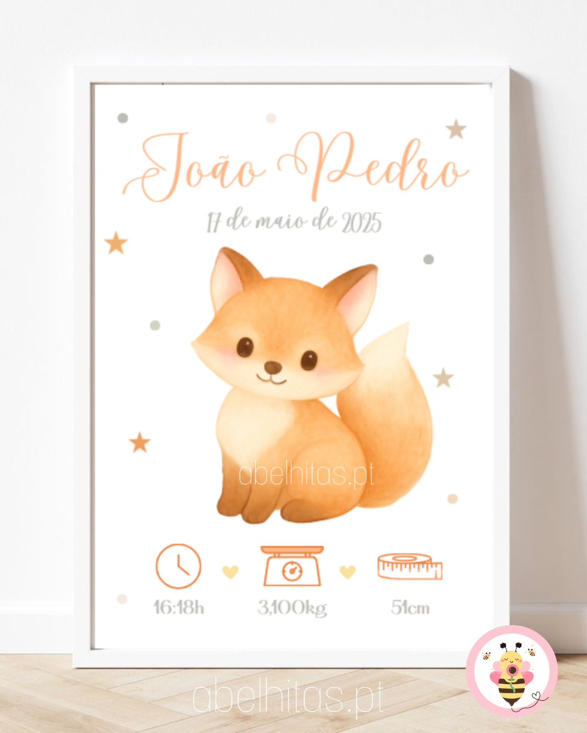 Quadro Nascimento Bebé personalizado