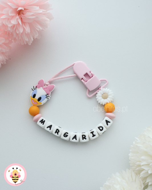 Prendedor de chupeta com nome - Margarida