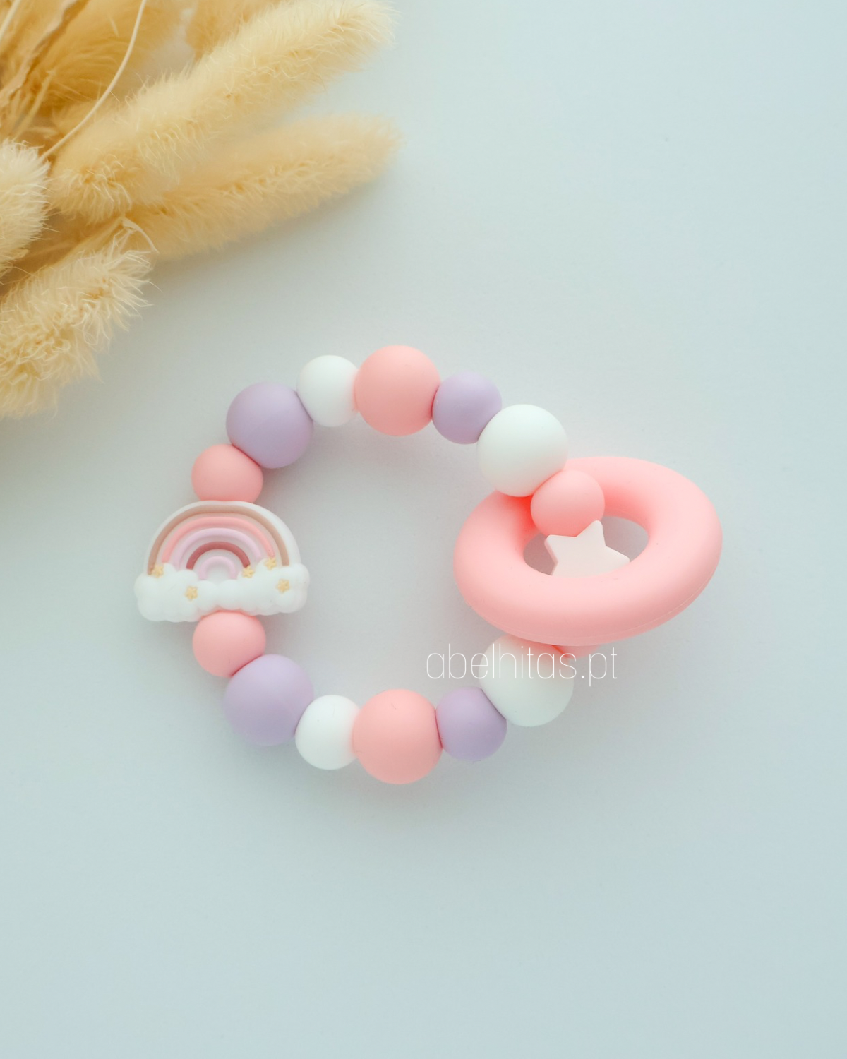 Mordedor Arco-íris rosa