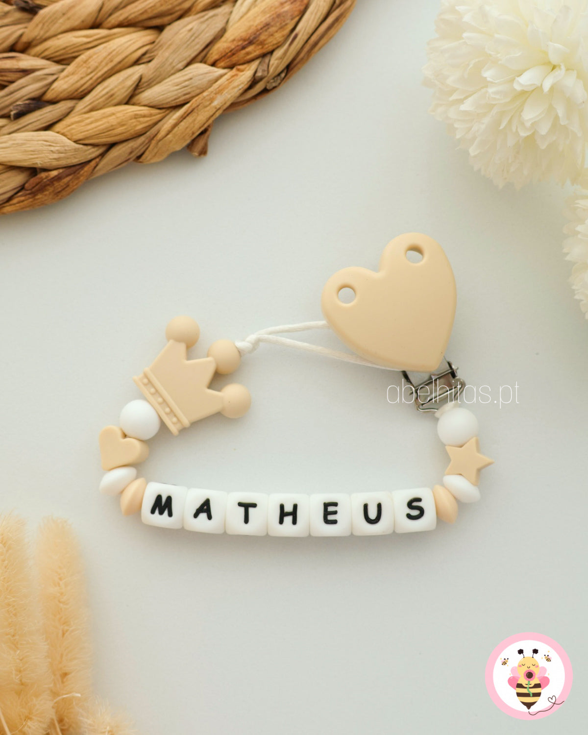 Personalized pacifier clip with name - Crown