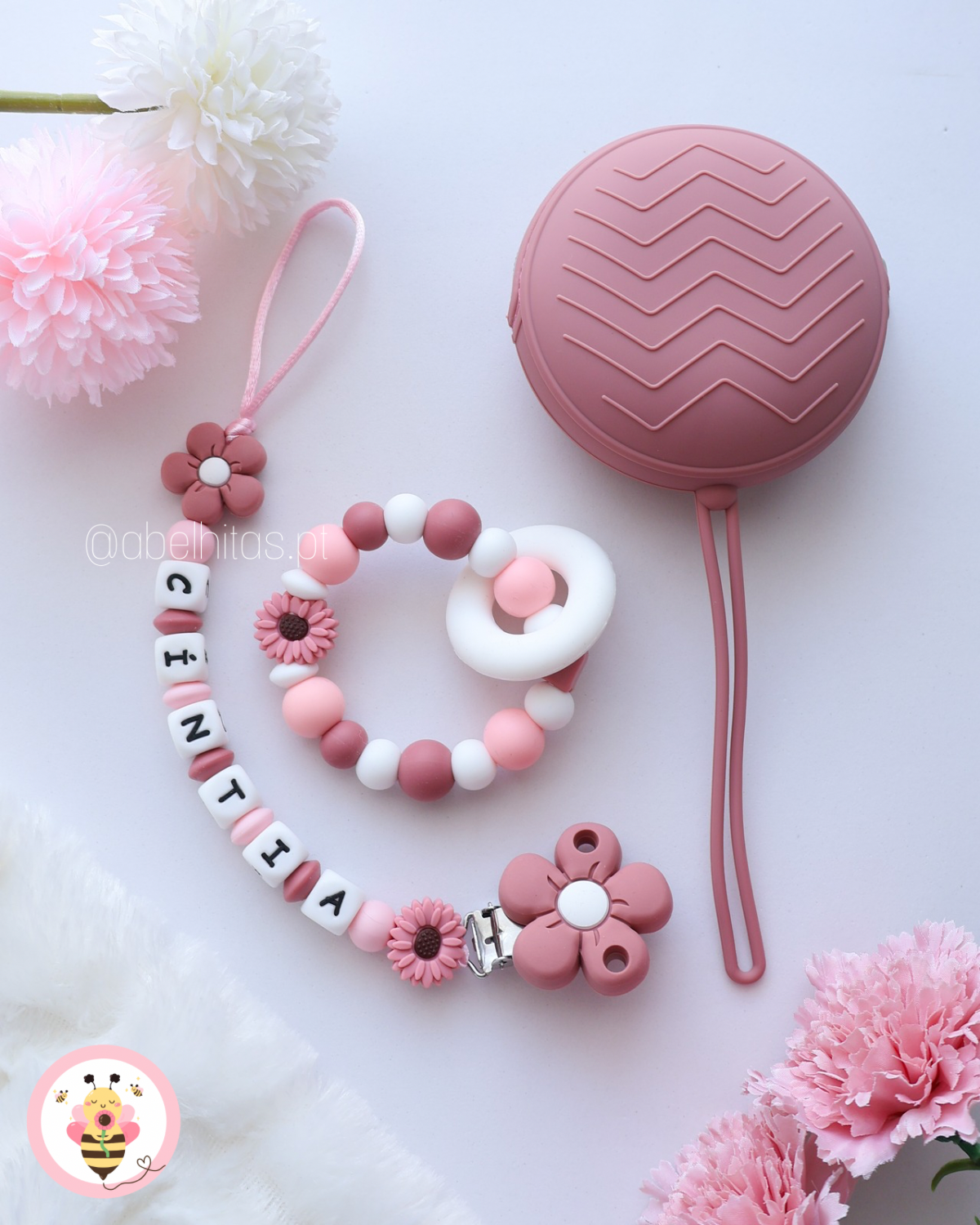 Conjunto Flor rosa escura