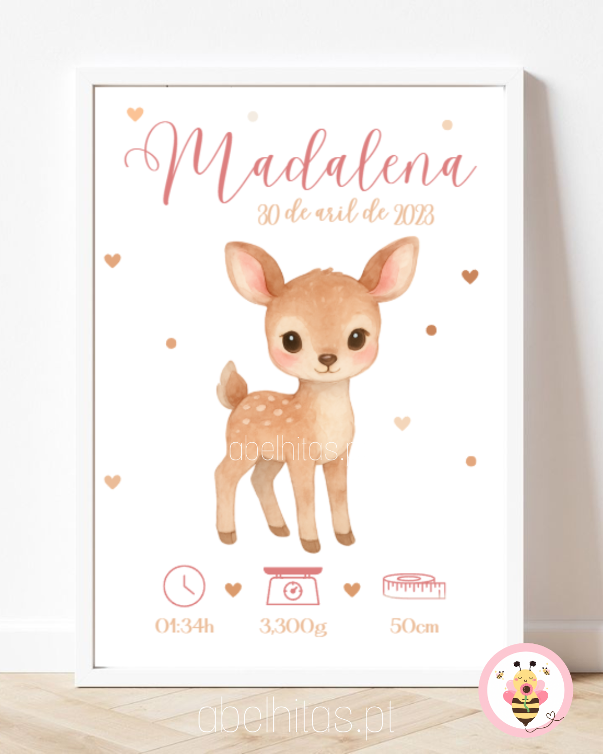 Quadro Nascimento Bebé personalizado