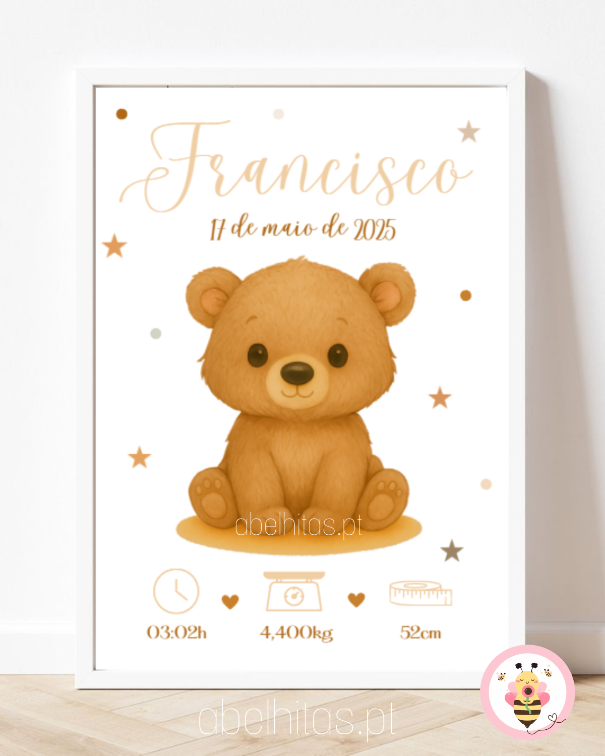 Quadro Nascimento Bebé personalizado