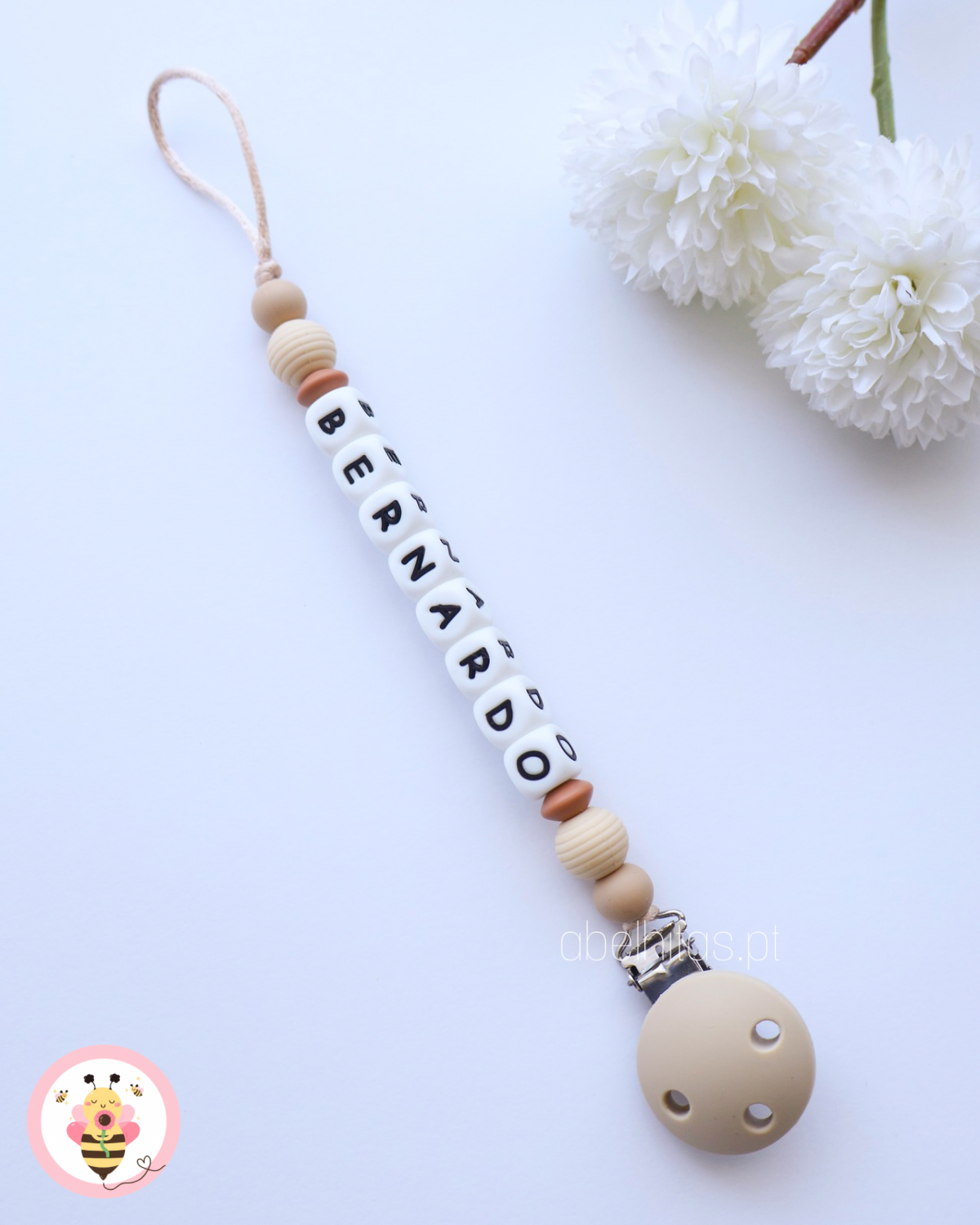 Prendedor de chupeta com nome - Simples