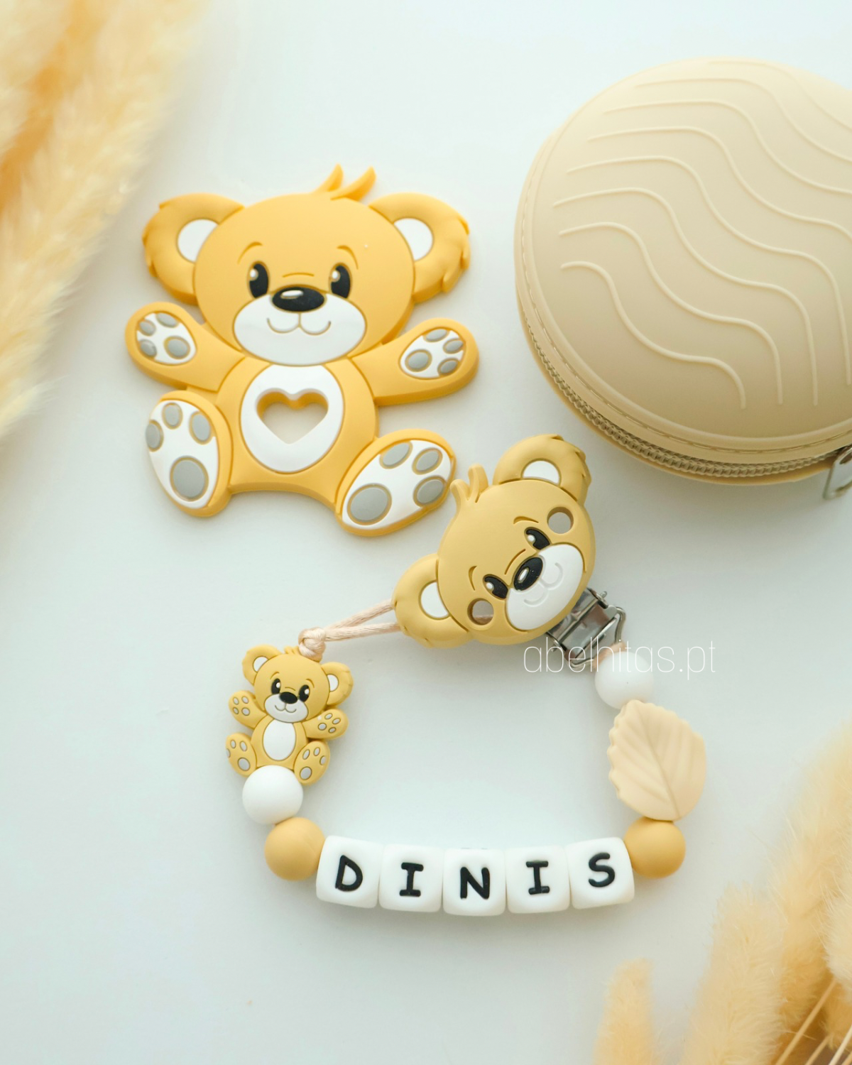 Conjunto Urso e folha bege