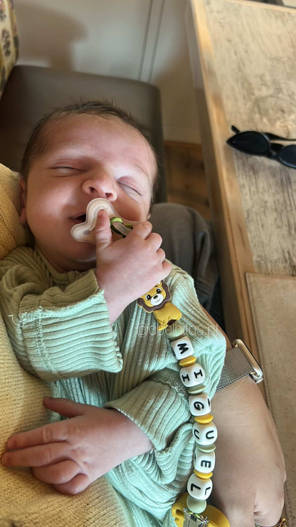 Pacifier clip with name - Lion