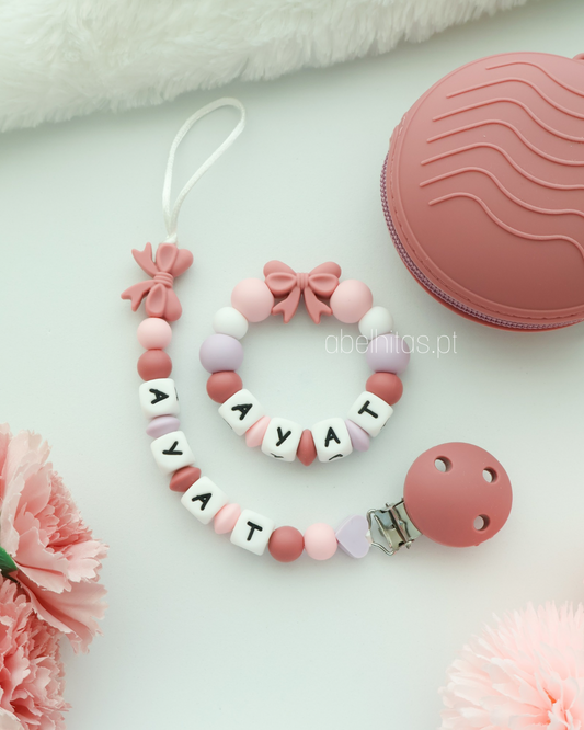 Conjunto Laço rosa escuro