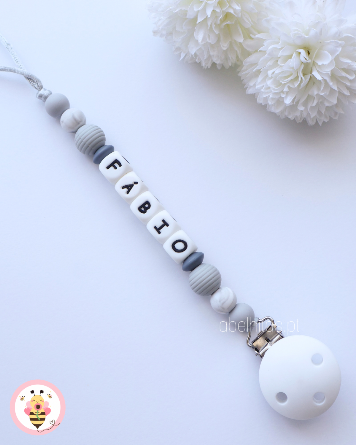 Prendedor de chupeta com nome - Simples