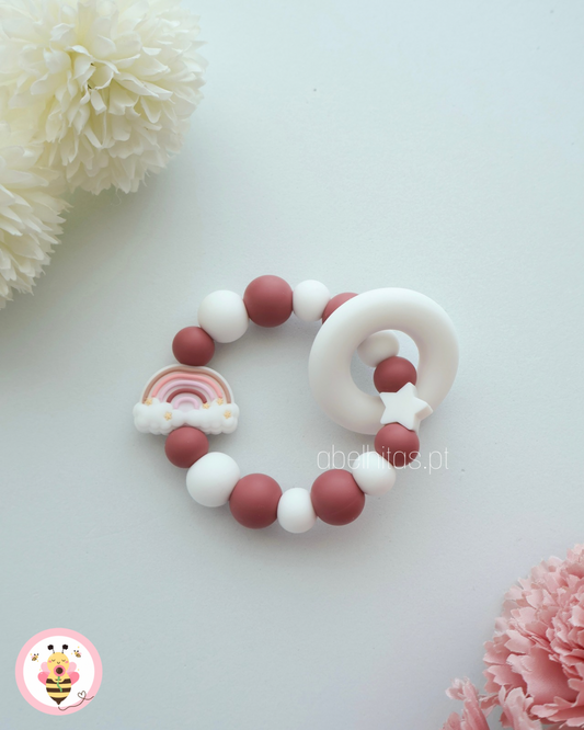 Mordedor em silicone - Arco-íris rosa