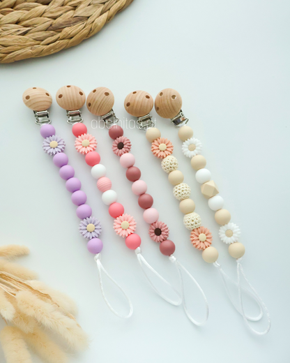Nameless pacifier clip - Flowers