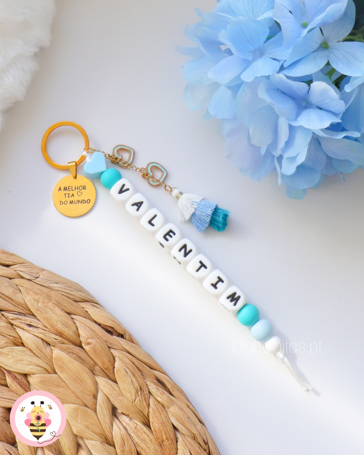 Porta-chaves Coração azul