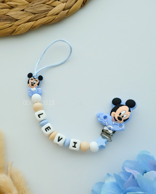 Prendedor de chupeta com nome - Mickey