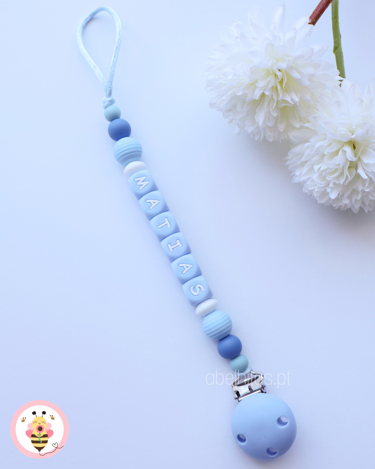 Prendedor de chupeta com nome - Simples